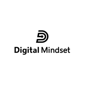 Modern line-art letter D icon with digital node symbol for Digital Mindset